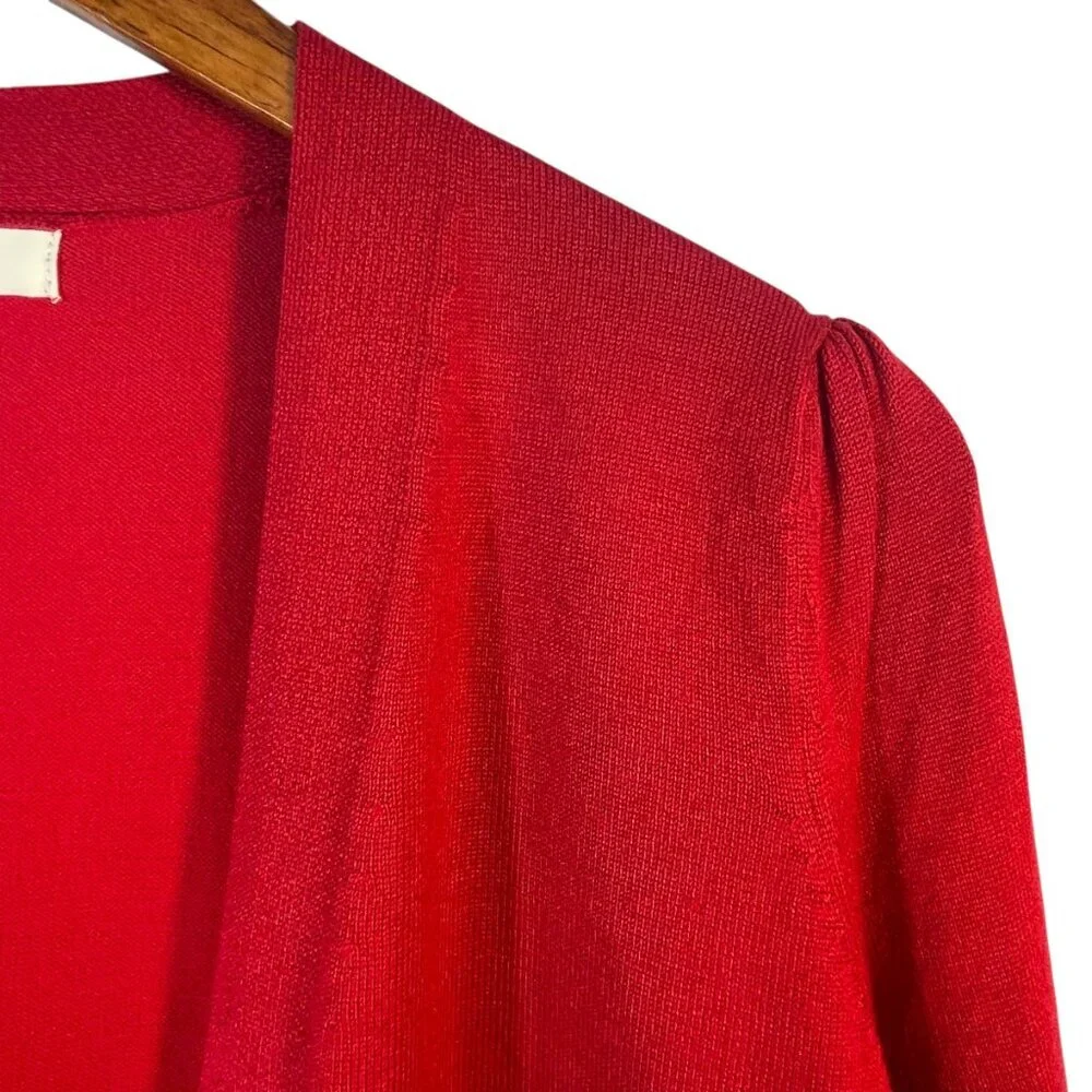 Peyton Primrose Red Ribbed Open Front Cardigan Sweater M